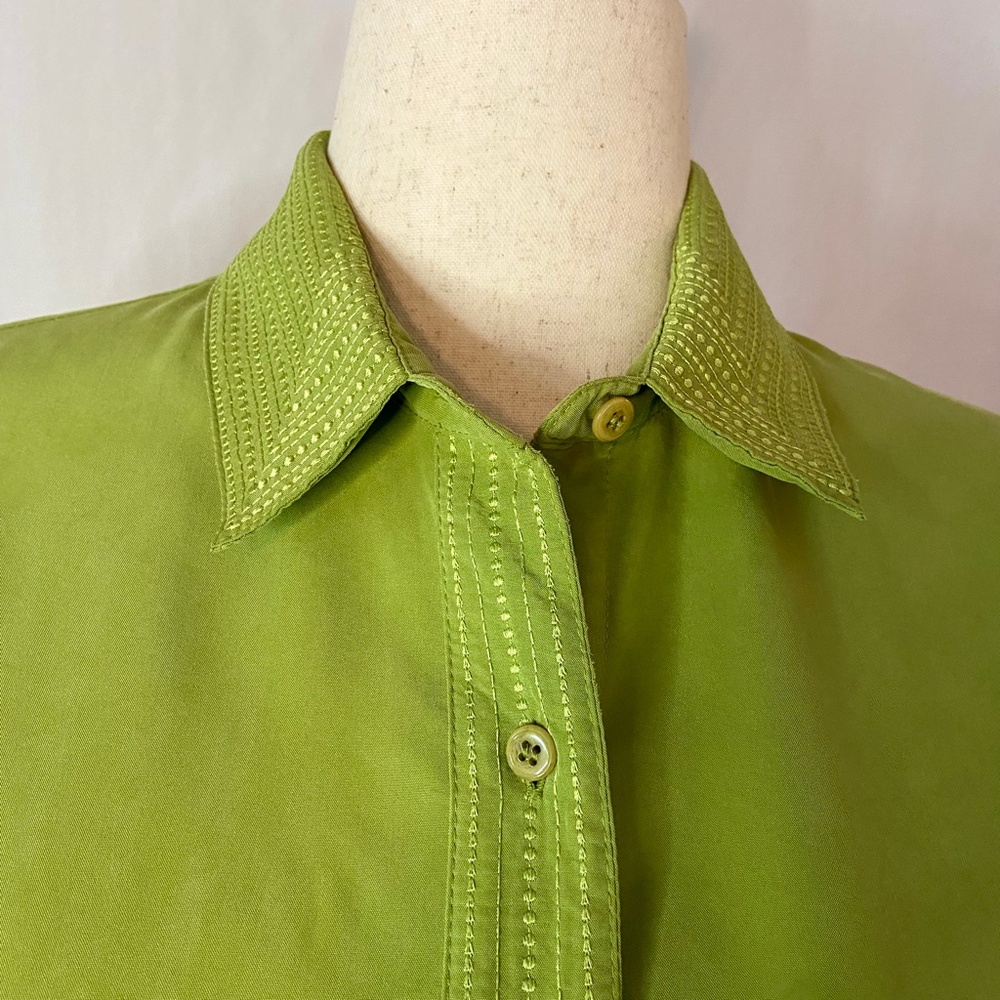 Green Notations Button Down Long Sleeve Blouse W/… - image 5